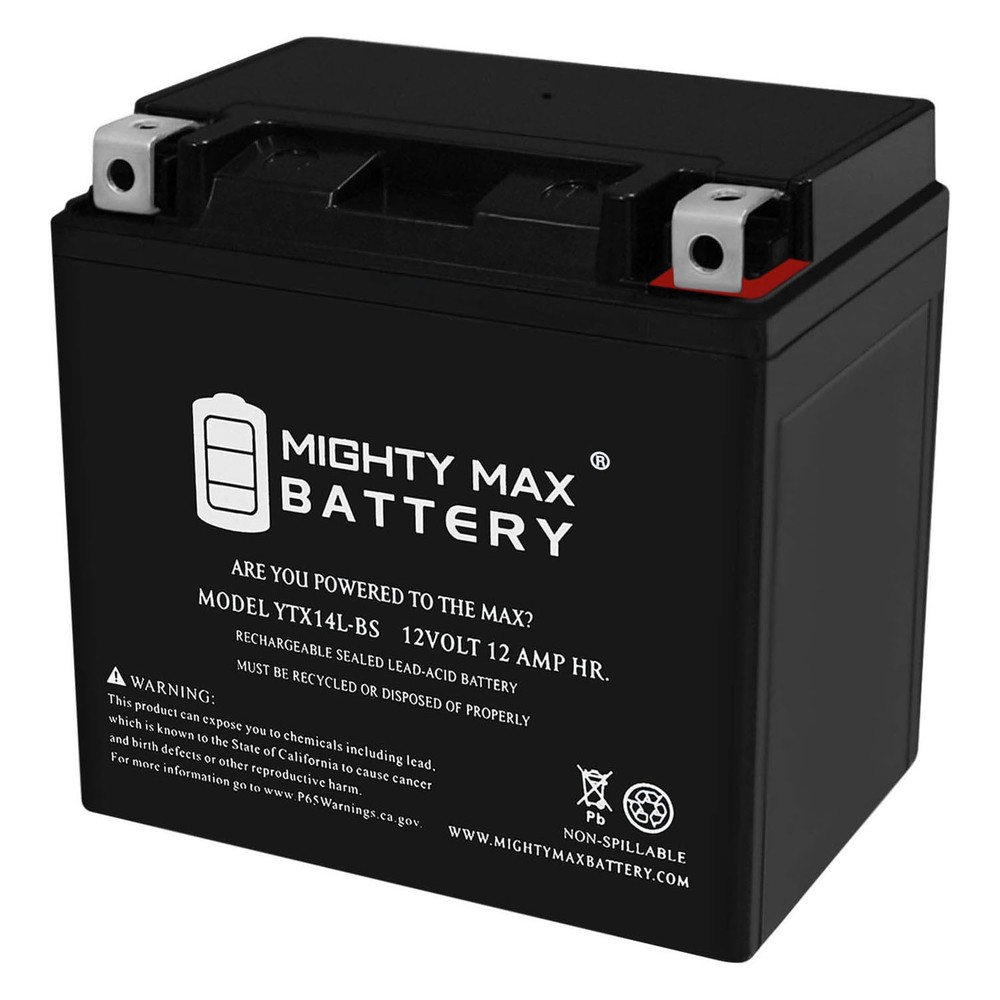Mighty Max YTX14L-BS Battery Replacement for BikeMaster BTX14L-BS