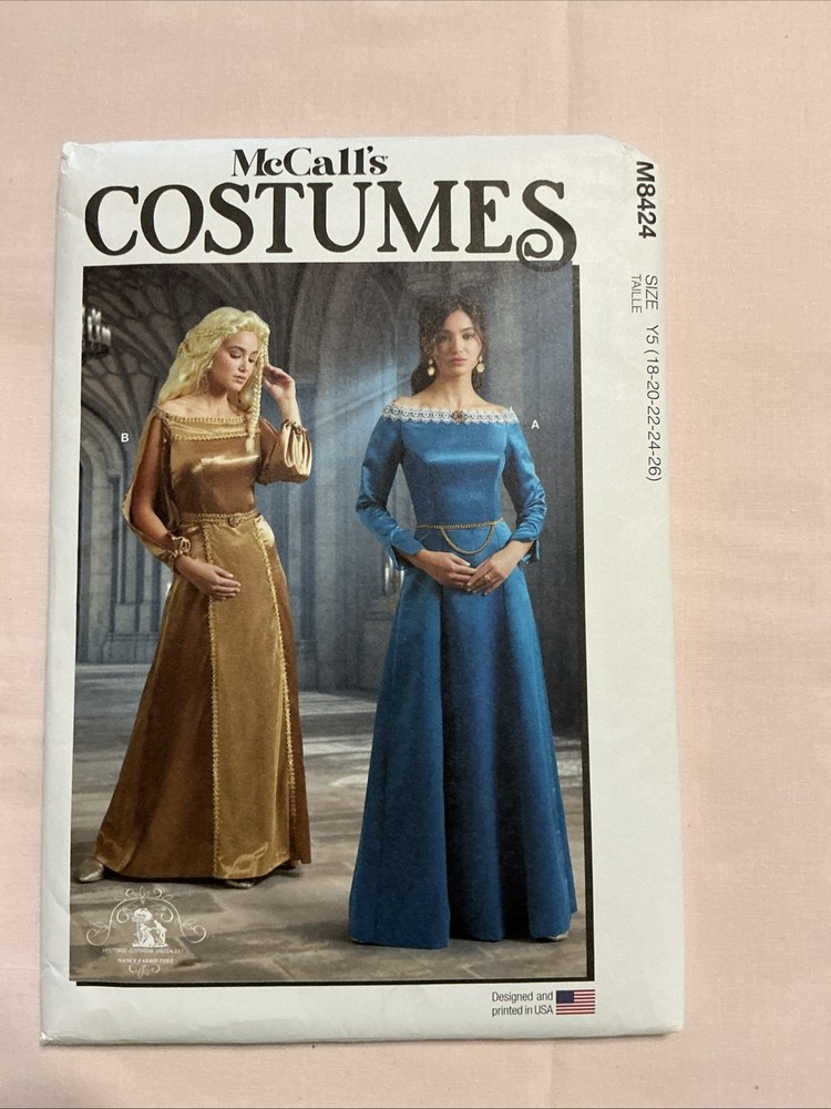 McCall's Pattern M8424 Princess Renaissance Dress Medieval Gown Costume Sz 18-26