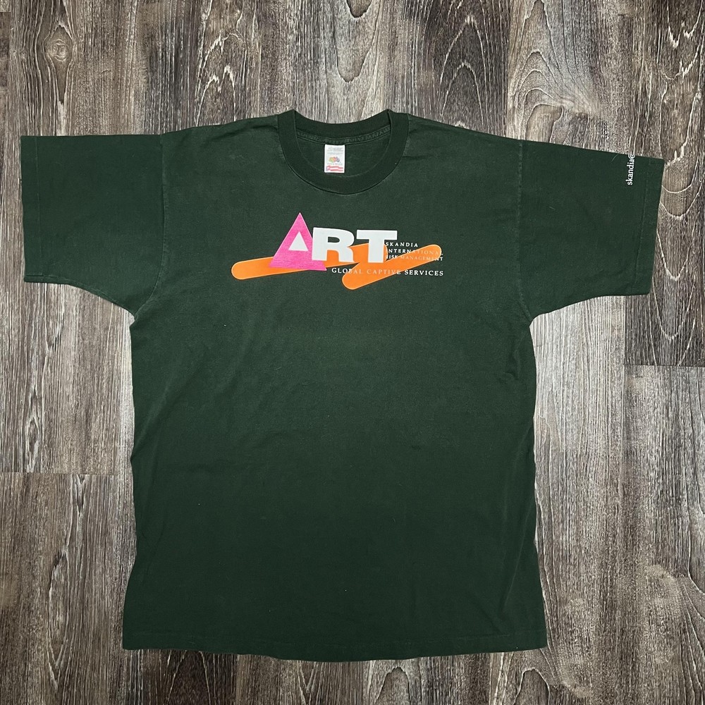 Vintage ART Skandia Global Captive Shirt Mens XL Green 90s Gallery Dept