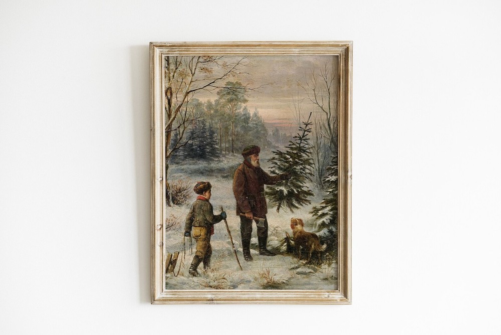 Christmas Vintage Xmas Print Antique Christmas Poster Winter Xmas Vintage Wall