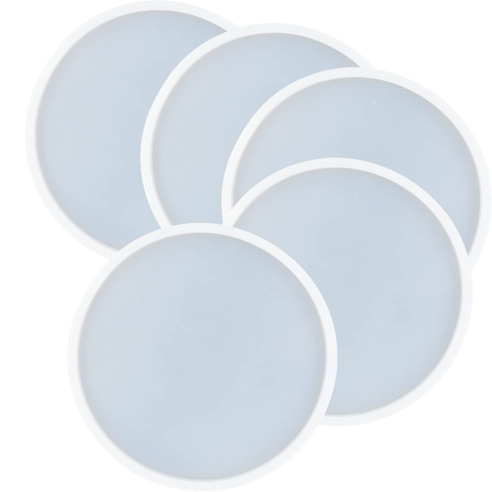 5Pcs 5 Inch Round Epoxy Resin Coaster Mold for DIY Craft Projects