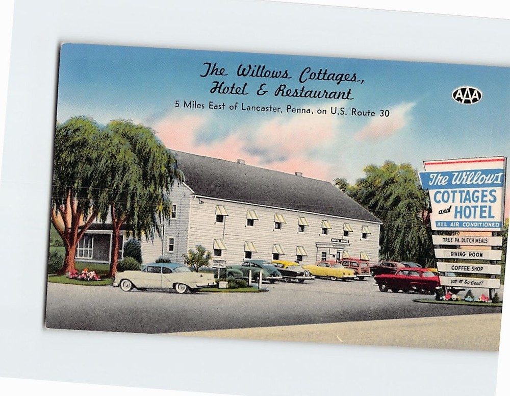 Postcard The Willows Cottages Hotel & Restaurant Lancaster Pennsylvania USA