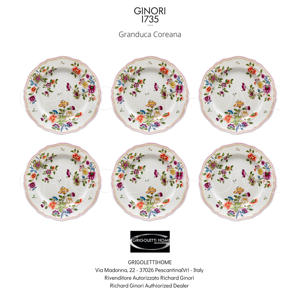 Richard Ginori - Granduca Coreana - Set Of 6 Fruit Plates Ø Cm 21 / Inch 8.26