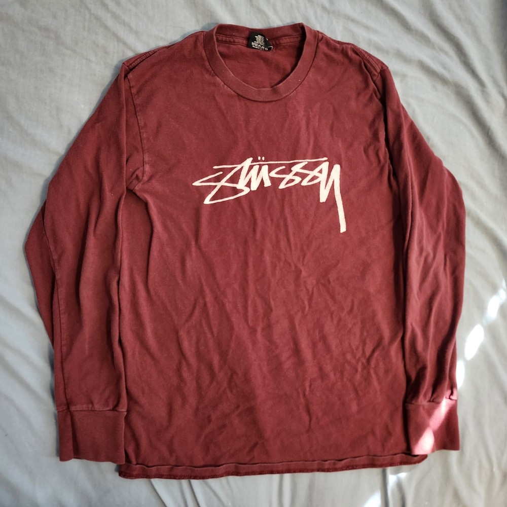 Vintage Stussy Small Tshirt Burgundy Made In Mexico