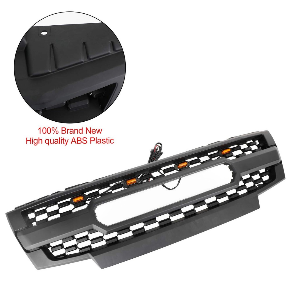 Black Front Bumper Grille Grill Fit Nissan Frontier 2009-2019 W/ Led Lights -