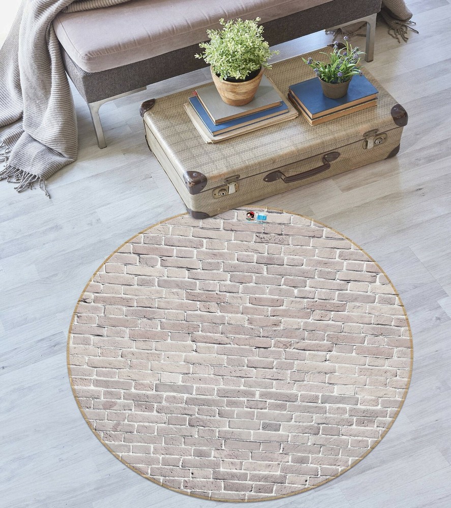 3D Brown Brick Wall NAO10142 Game Rug Mat Elegant Photo Carpet Mat Fay