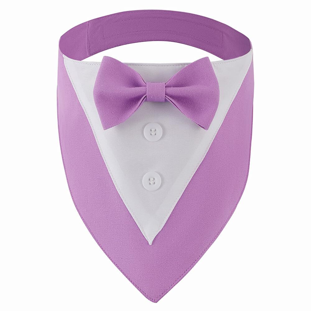 Tuxedo Dog Collar for Wedding Engagement and Birthday, Formal Dog Bandana Col...