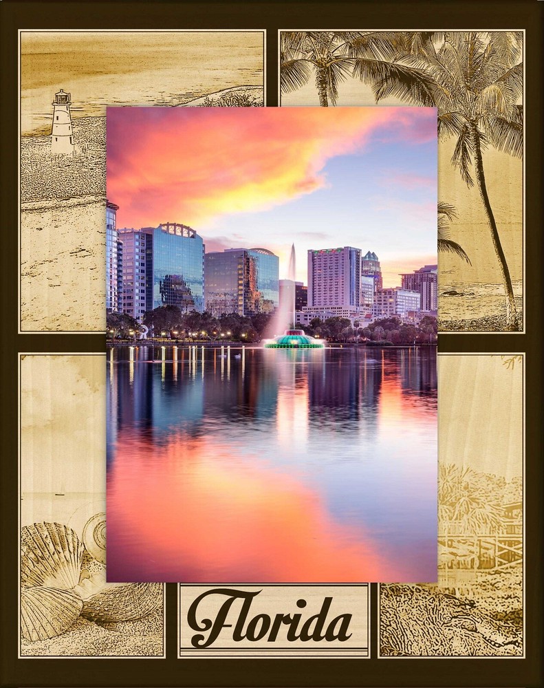 Florida Laser Engraved Wood Picture Frame Portrait (4 x 6)