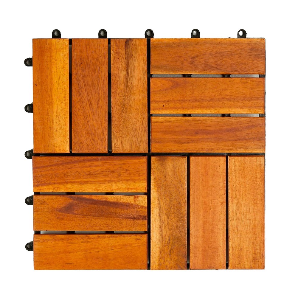 Acacia Wood Interlocking Deck Tiles for Outdoor Ground Cover-image