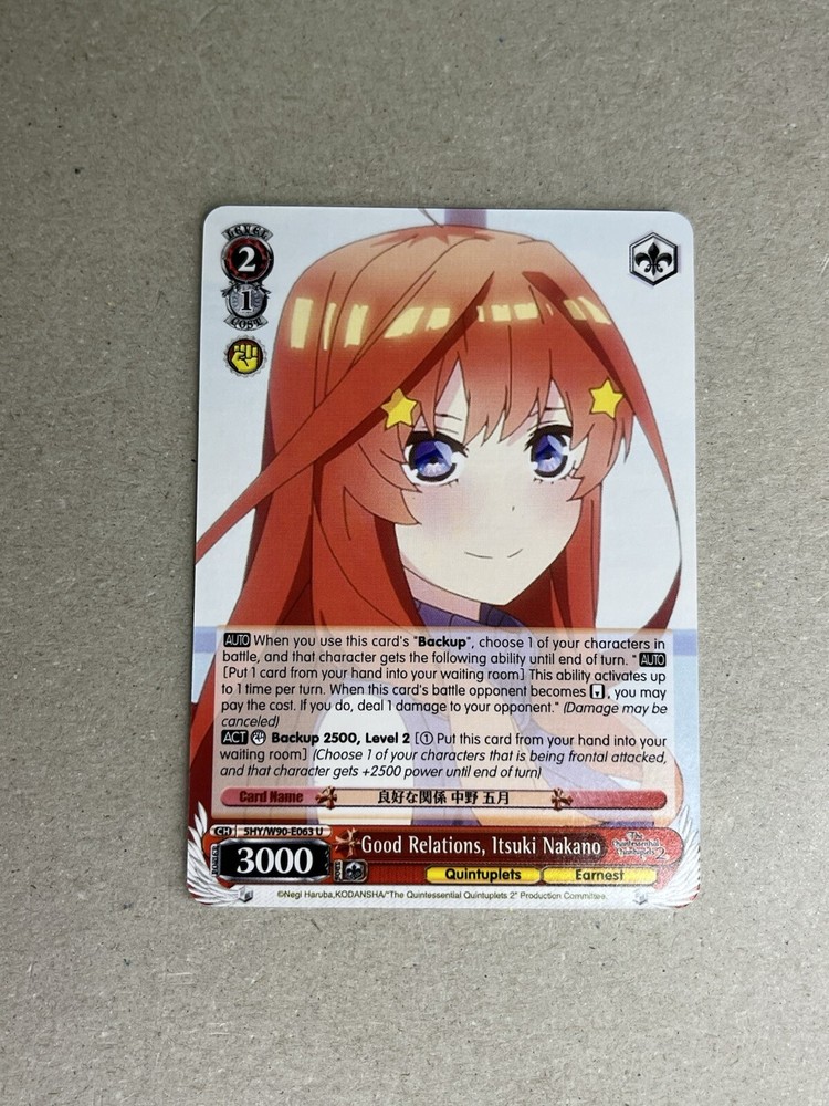 Weiss Schwarz The Quintessential Quintuplets 2 5HY/W90-E063 U Itsuki Nakano