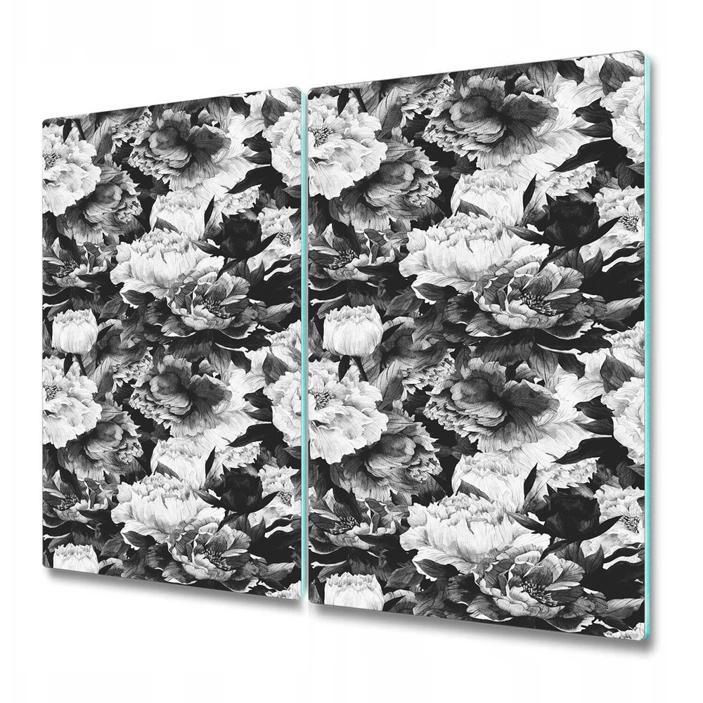 Tempered Glass Cutting Board Grey Peony Peonies Black and white peony 2x30x52