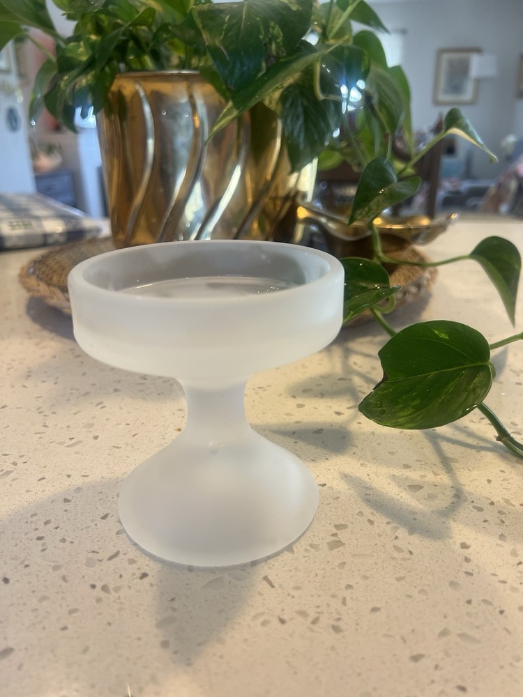 Vintage Clear Frosted Satin Glass Fairy Lamp/Candle Holder BASE ONLY