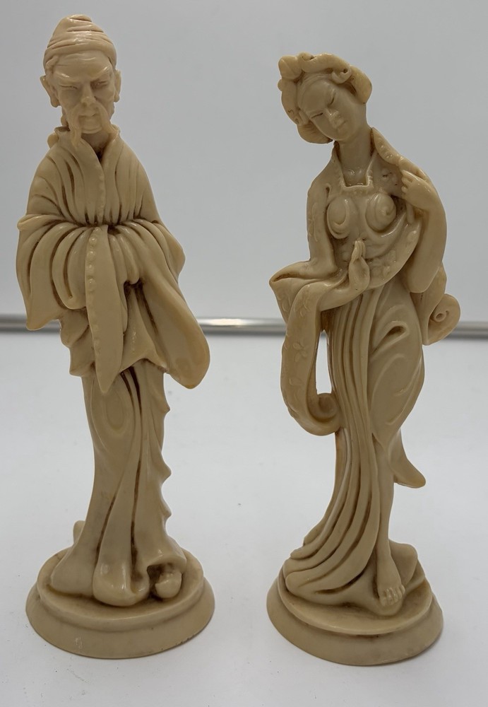 Vintage Tuscany A Santini Italy Asian Geisha Figurines Pair 8” Resin