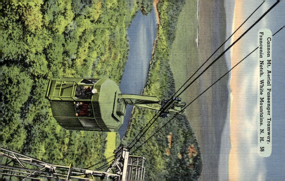 1939 Cannon Mt Aerial Tramway Franconia Notch White Mountains NH Linen Postcard