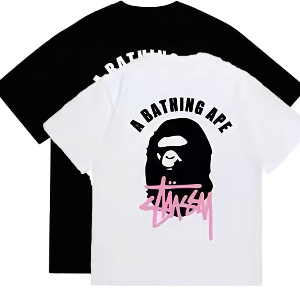BAPE A Bathing Ape Stussy Graphic T Shirt Men Women Streetwear Tee