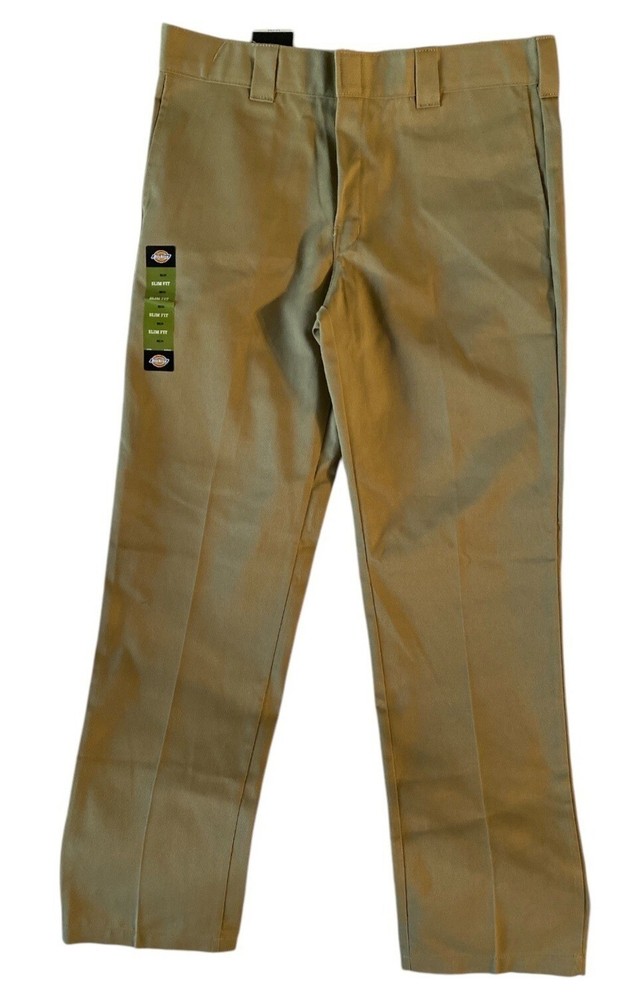 Dickies Work Pant Slim Fit Straight Men's 36 x 34 Khaki Tan NEW