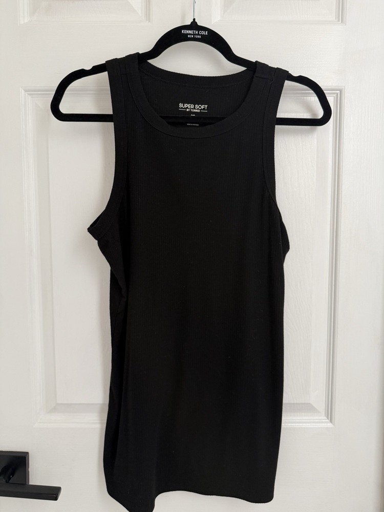 Torrid Super Soft Rib Tank Top Sz 0 Black Ribbed Size L 12