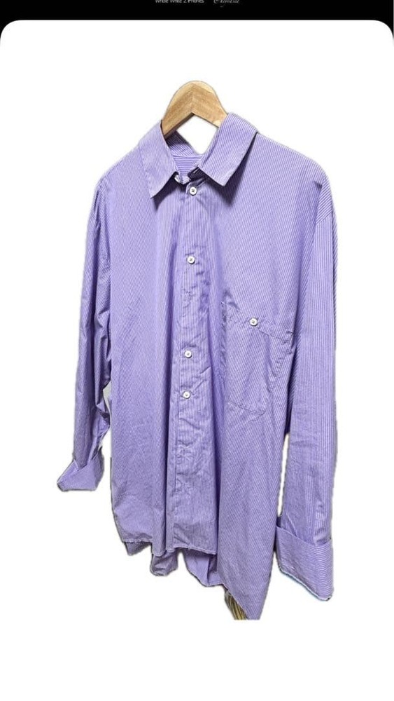 CAMIEL FORTGENS Oversized Cutoff Stripe Shirt M Purple