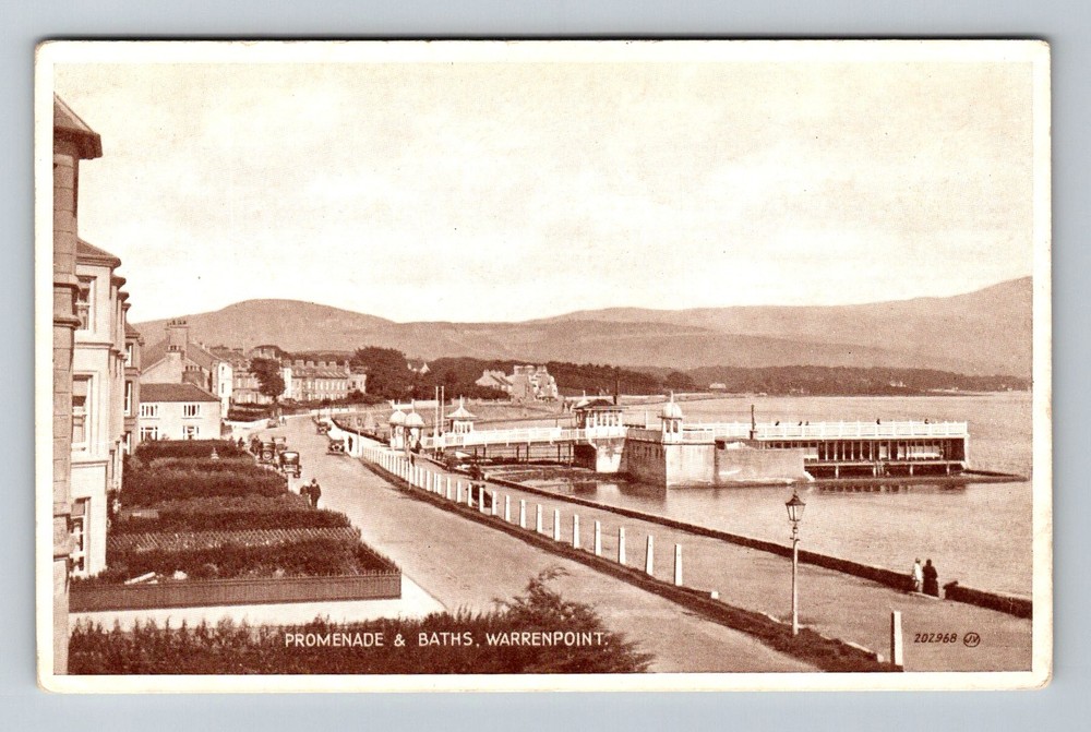 Northern Ireland- Warrenpoint Promenade & Baths Old Card View Vintage Postcard