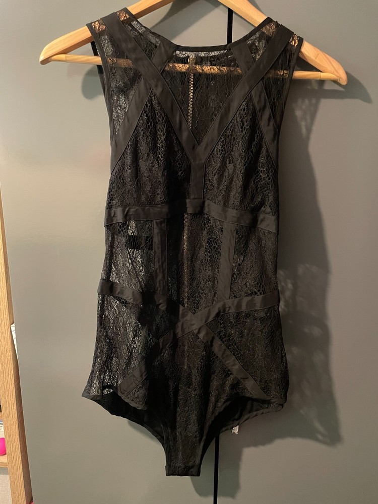 All Saints black lace bodysuit size 10 RPR £125