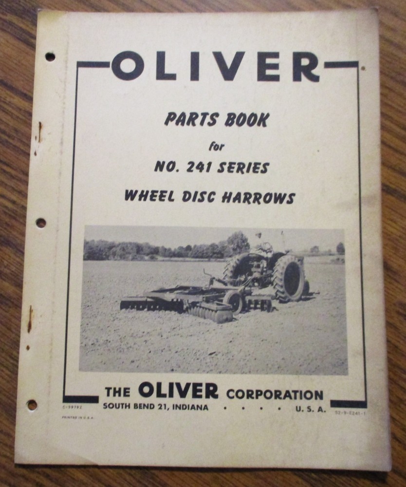 Oliver 241 Series Wheel Disc Harrows Parts Catalog Manual Book ORIGINAL!
