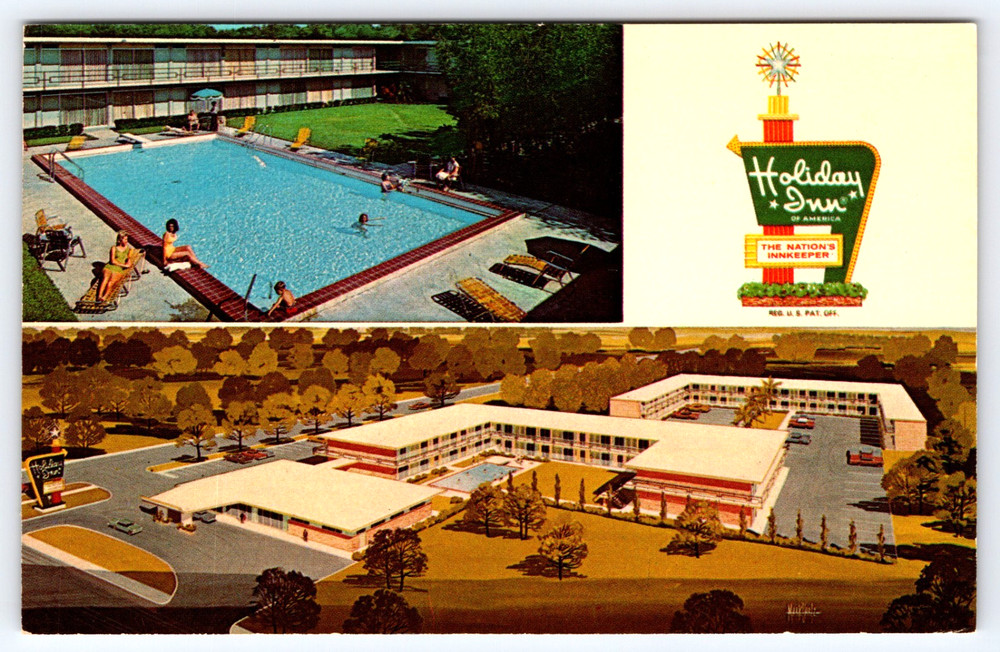 Vintage Photo Old Antique Postcard Holiday Inn Hotel Sign Pool Orlando Florida