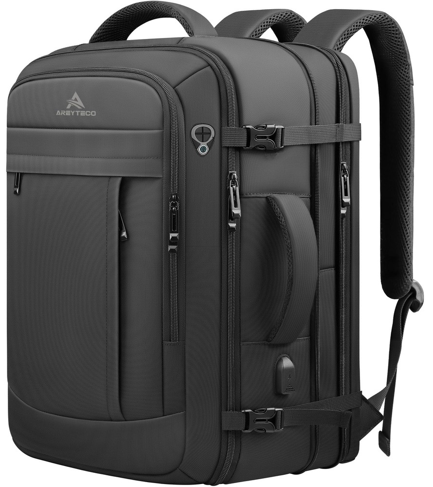 50L Expandable Travel Laptop Backpack Carry-On with USB Port