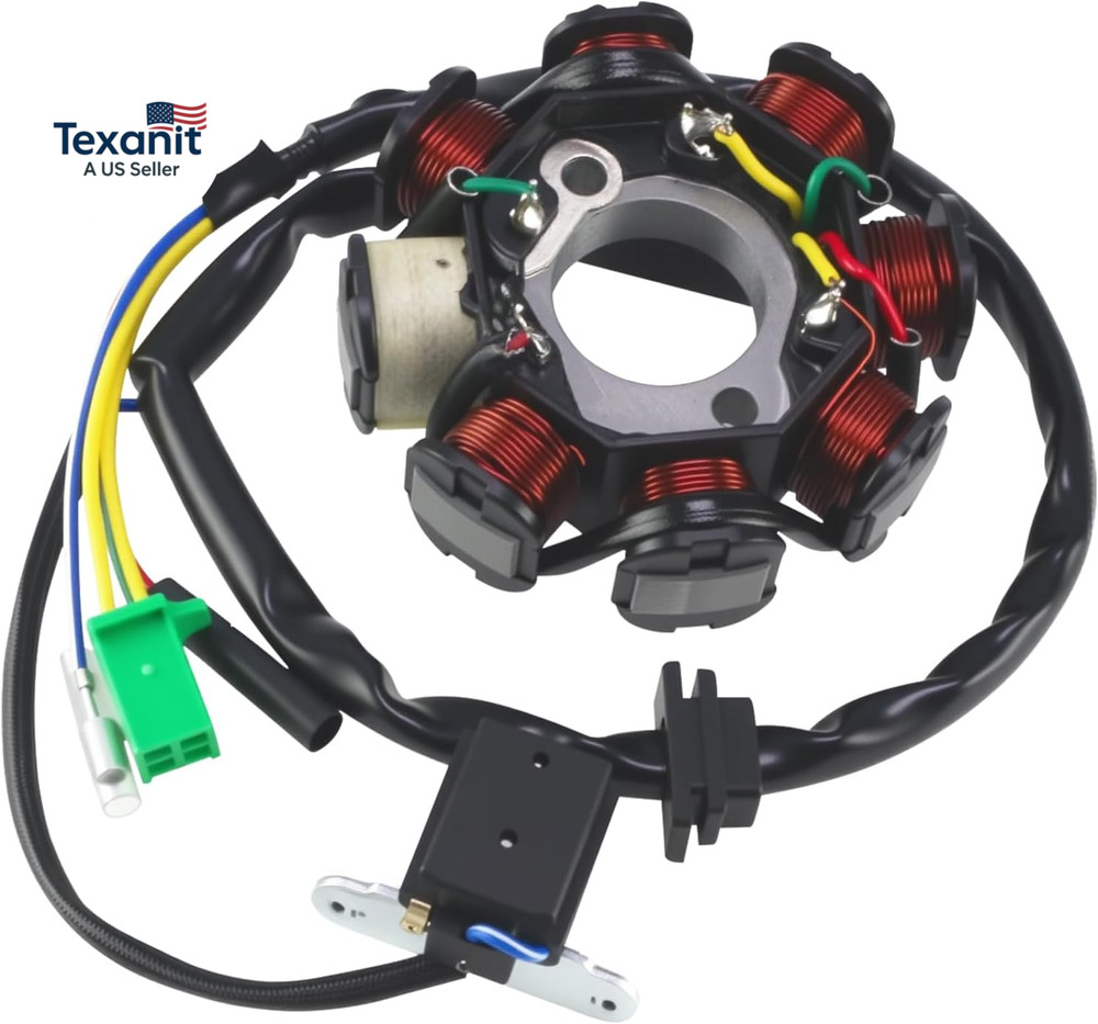 Magneto Stator DC Ignition Coil 8 Pole 5-Wire Compatible with GY6 125Cc 150Cc AT