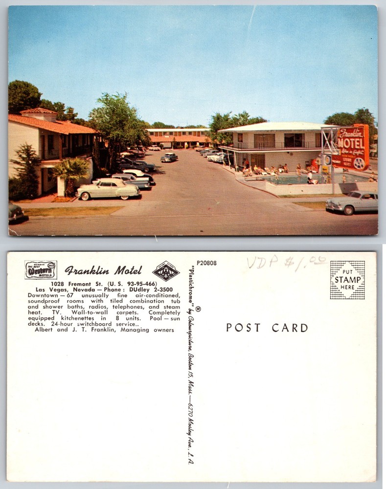 Franklin Motel Los Angeles California Postcard