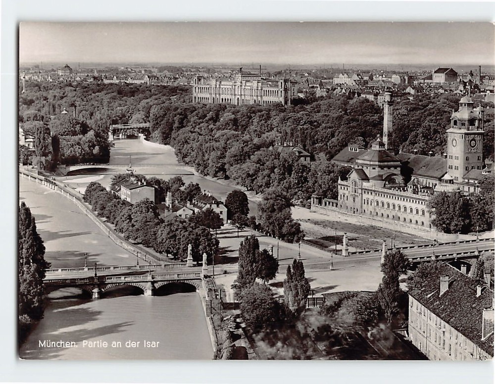 Postcard Partie an der Isar Munich Germany