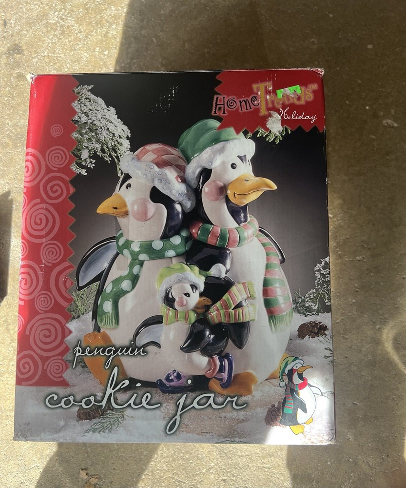Vintage Mercuries Penguin Family Ceramic Cookie Jar Winter Holiday Christmas