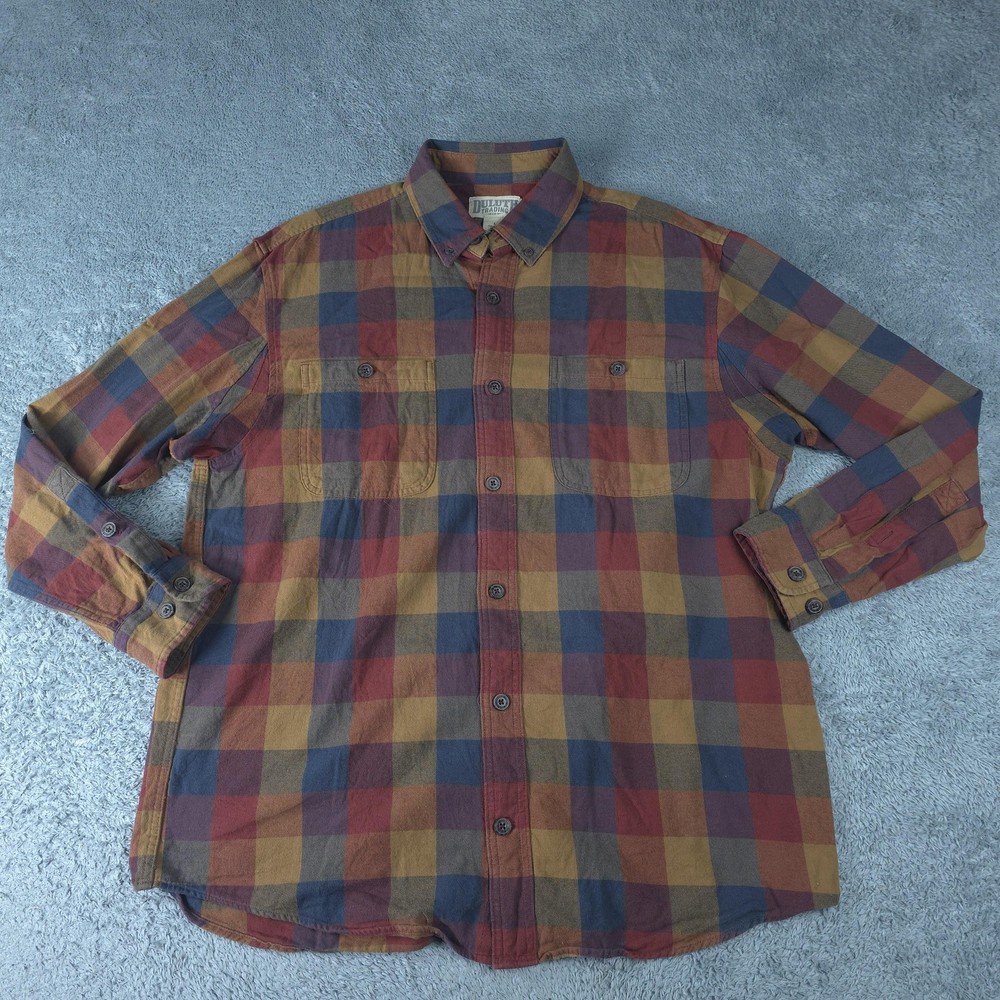 Duluth Trading Co Shirt Mens Large Plaid Long Sleeve Button Up Flannel