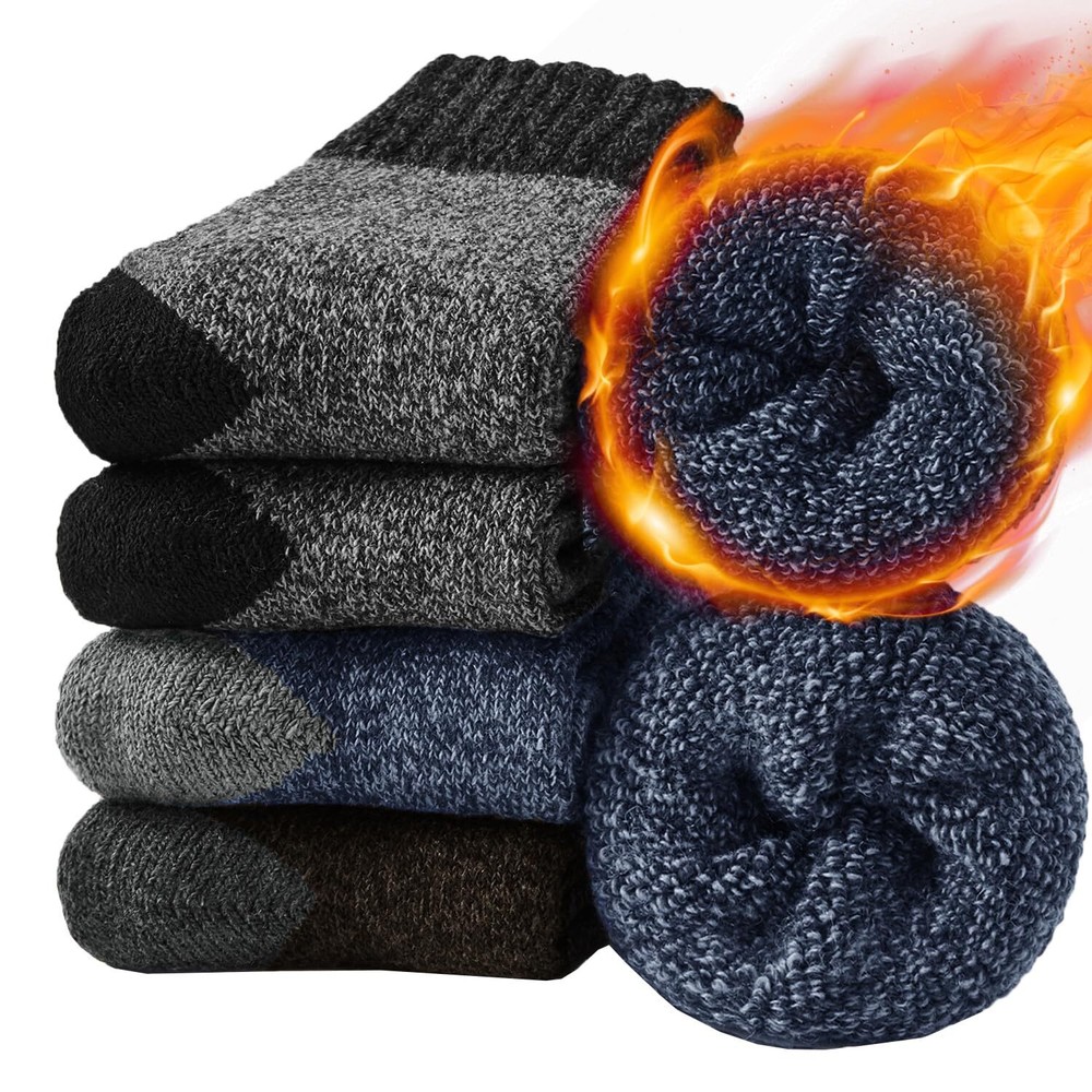 Wool Socks for Men Cold Weather Thermal Warm Crew Socks for Winter Thick Hiki...