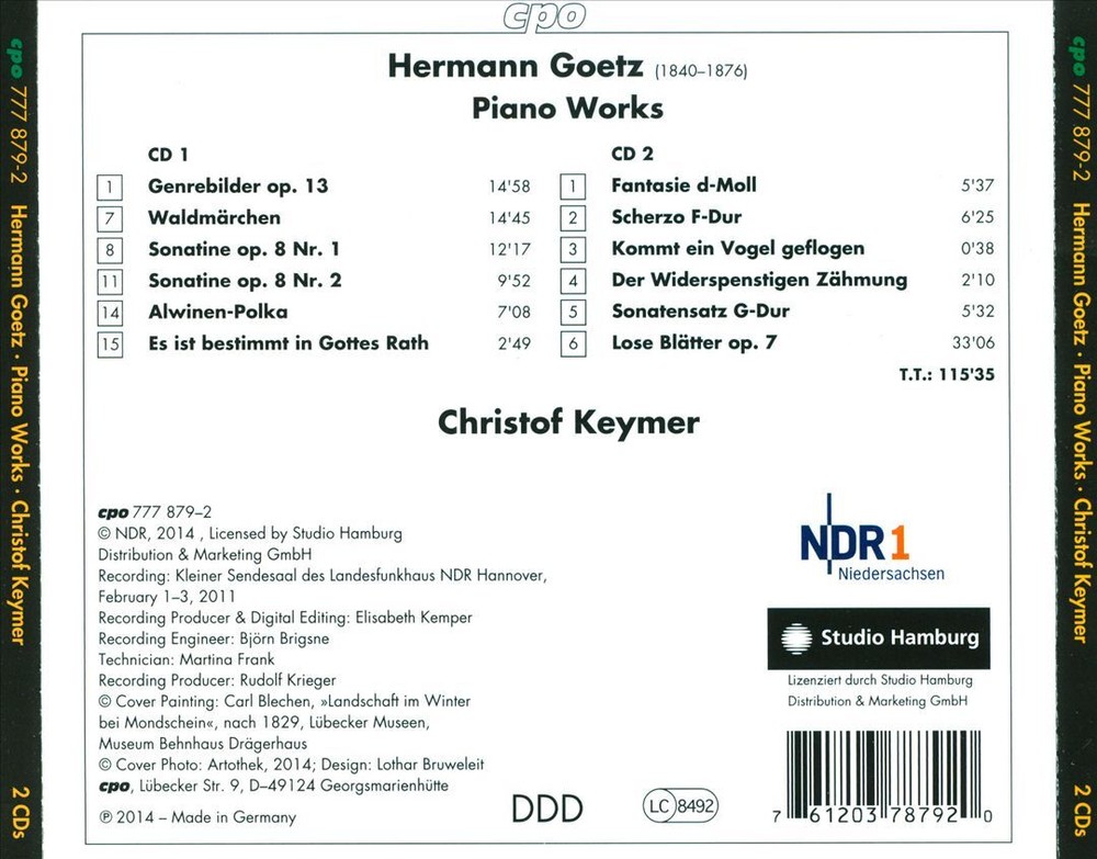 CHRISTOF KEYMER HERMANN GOETZ Complete Piano Works New CD Release