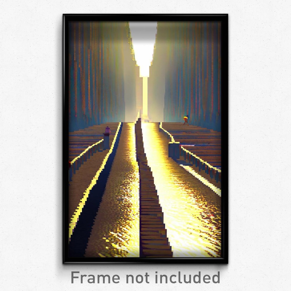 8-Bit Psychedelic Pixel Art Poster - Graceful Causeway Trippy Video Game Print