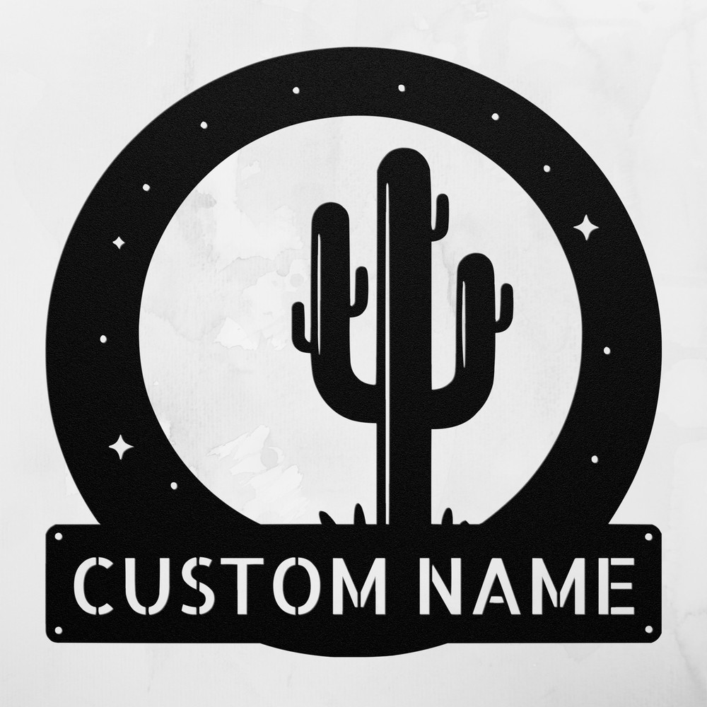 Personalized Cactus Metal Sign Custom Home Decor Gift for Plant Lovers