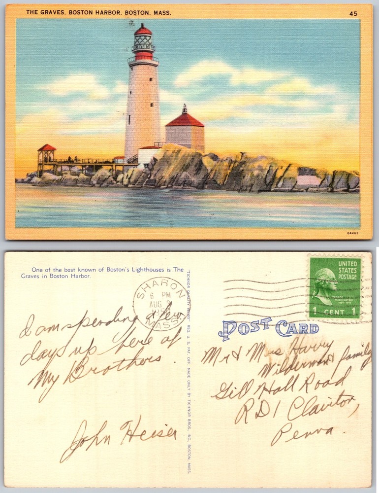 The Graves Lighthouse Boston Harbor Massachusetts Postcard