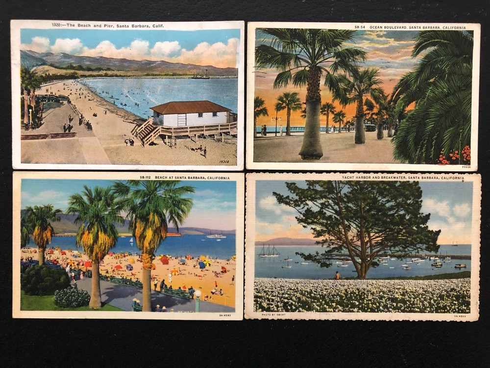 [4] Shoreline Scenes Santa Barbara California postcards [all posted]