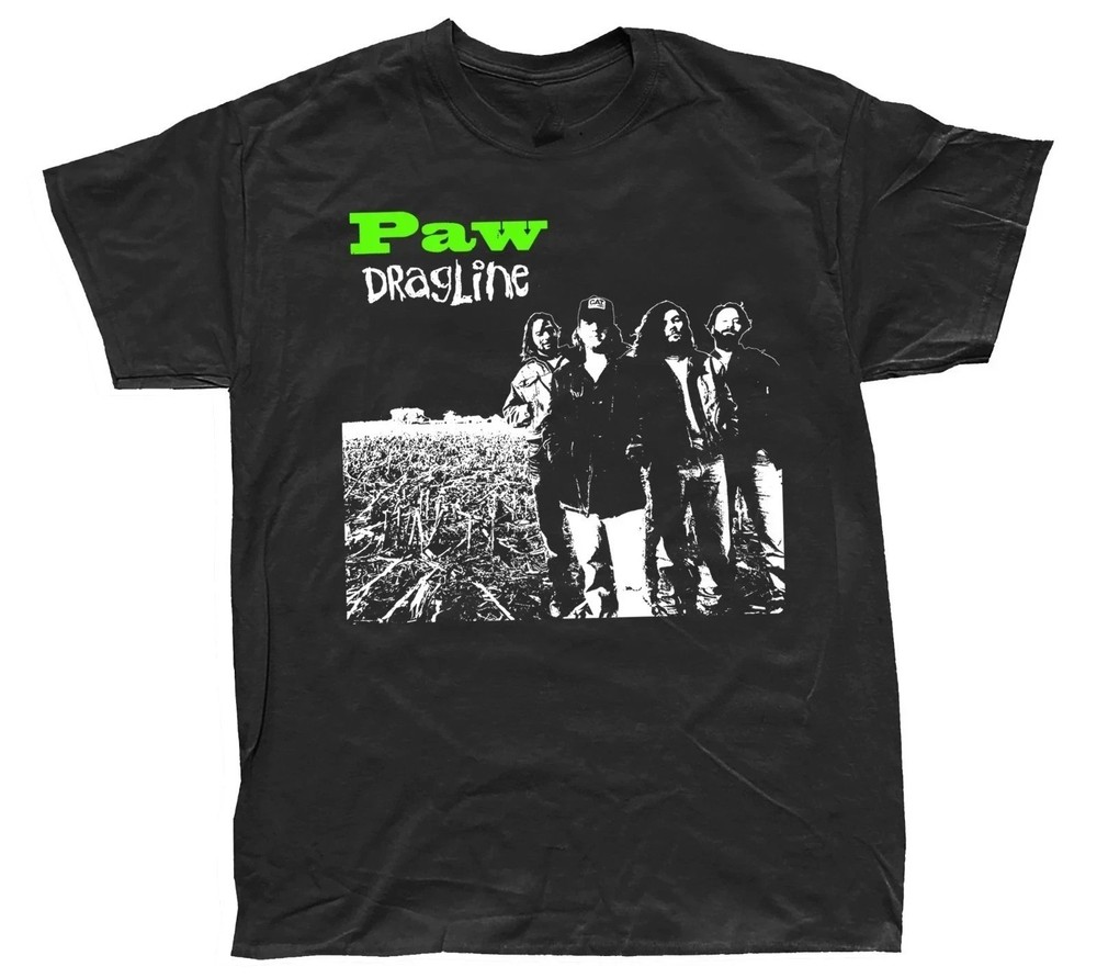 VTG Paw Band Dragline Album Cotton Black T Shirt S-5XL AQ418