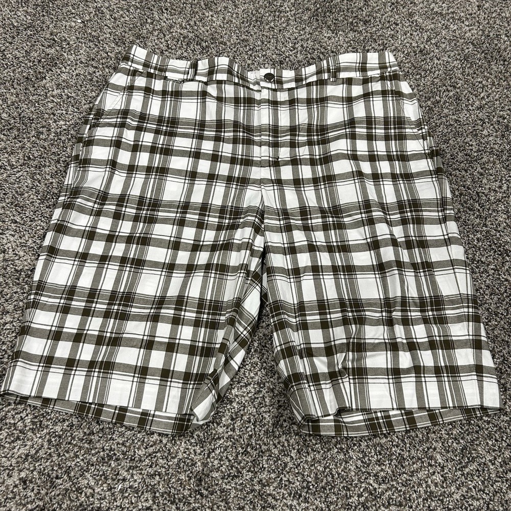 Women's Lauren Active Ralph Lauren Plaid Flat Front Bermuda Golf Shorts Size 14