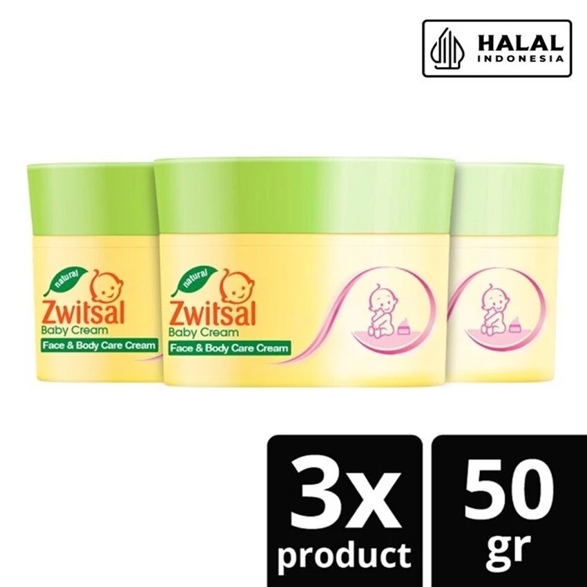 3-Pack ZWITSAL Baby Chamomile & Vitamin E Face & Body Cream 50g Each