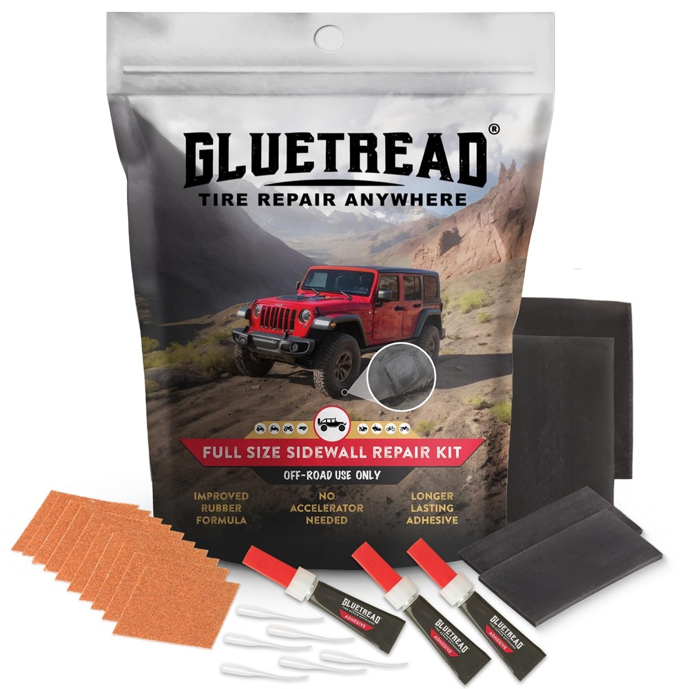 GlueTread Full-Size 4x4 Sidewall Tire Repair Kit | Sidewall Tire Patch Kit Pu...