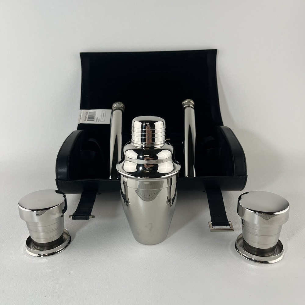Nautica Travel Bar Portable Serve Kit With Extras Shot Shaker Stirrer Lid