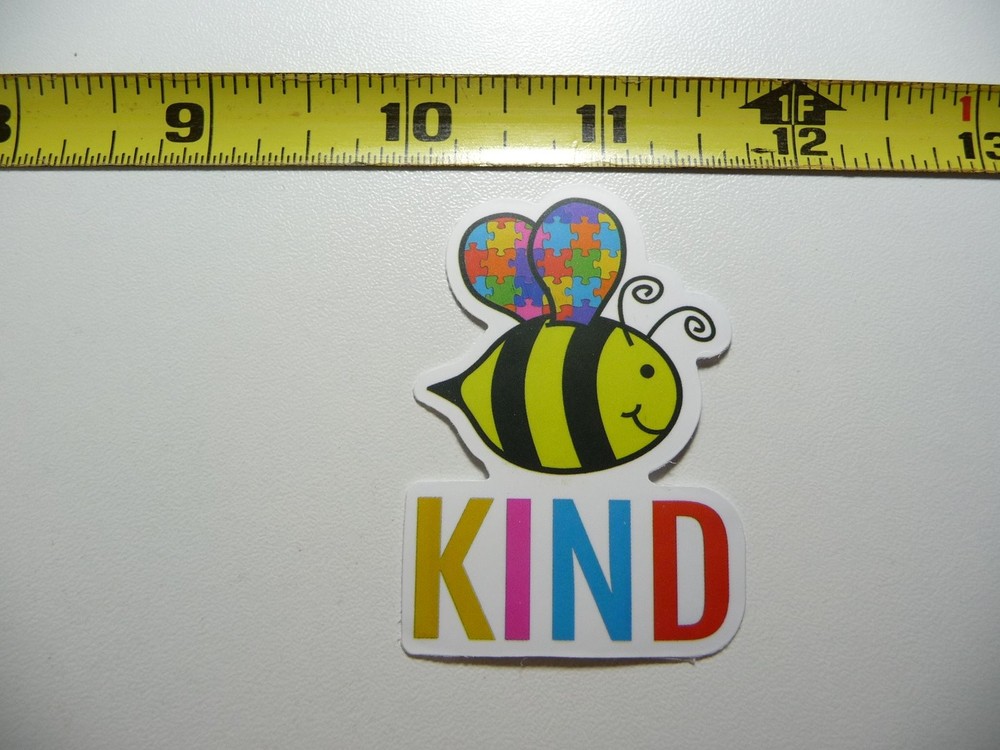 Autism Awareness Decal Sticker Bee Kind Puzzle Piece Wings Support