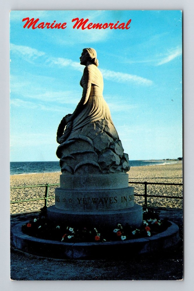 Hampton Beach NH-New Hampshire, Marine Memorial, Vintage Postcard