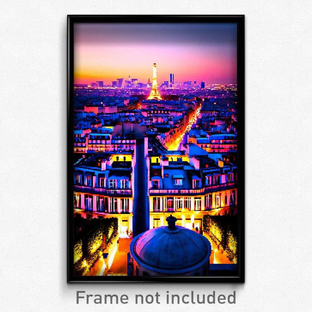 Pixel Art Poster - Voluminous Paris (8 Bit Psychedelic Trippy Video Game Print)