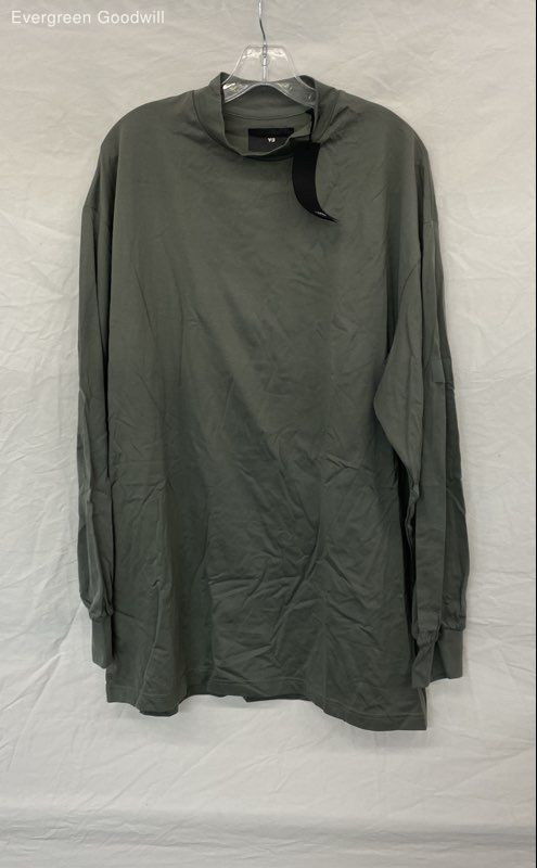 Y-3 Olive Green Cotton Mock Neck Long Sleeve T-Shirt MN Size M NWT
