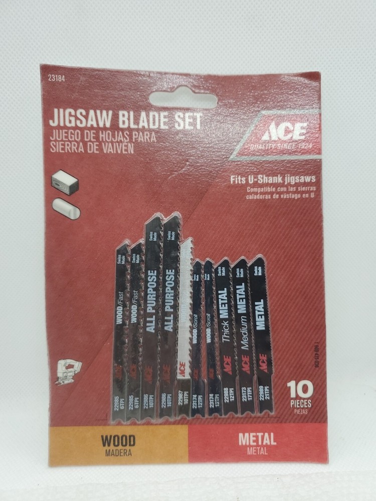 ACE 10-Piece U-Shank Jigsaw Blade Set 23184 for Smooth Cutting-image