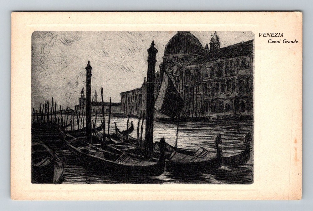 Italy- Venice Grand Canal Gondolas Standard Souvenir Old Postal Vintage Postcard