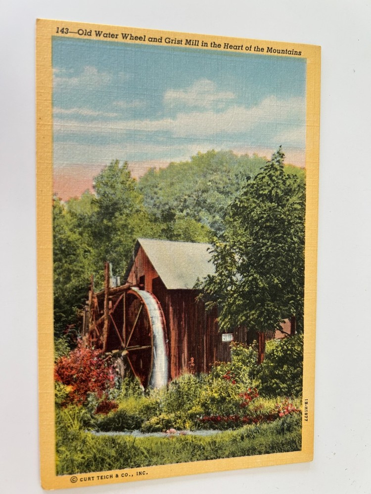 Old Water Wheel and Grist Mill in the Heart of the Mountains Postcard